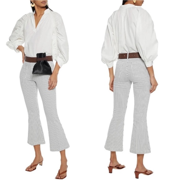 Frame Denim Denim - NEW Frame Le Bardot Crop Flare striped mid-rise kick-flare jeans 31